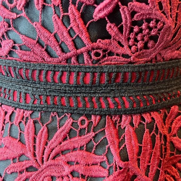 Few Moda New York Red embroidered Open Back Cocktail Dress, Size Small - Picture 10 of 16